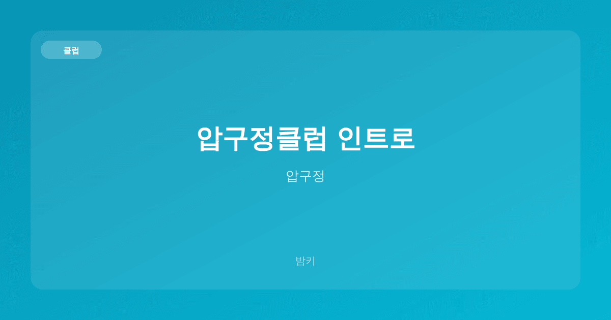압구정클럽 인트로 클럽 압구정