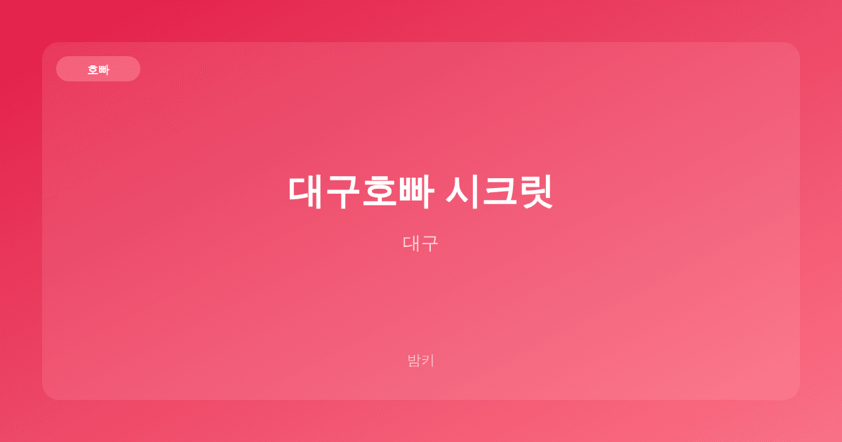 대구호빠 시크릿 호빠 대구