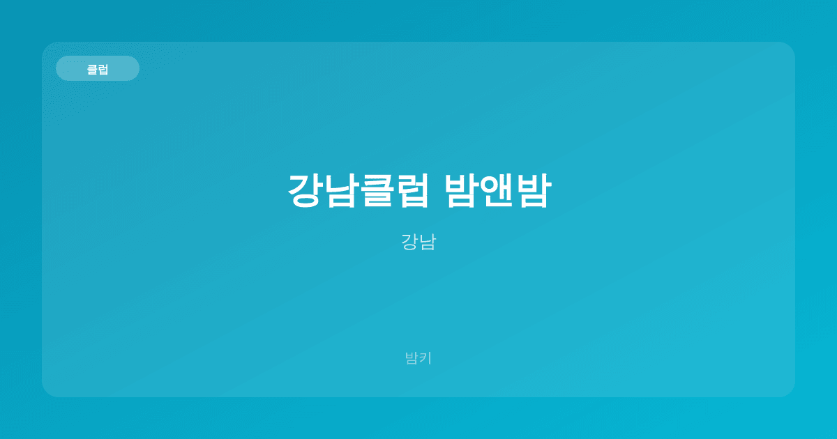 강남클럽 밤앤밤 클럽 강남