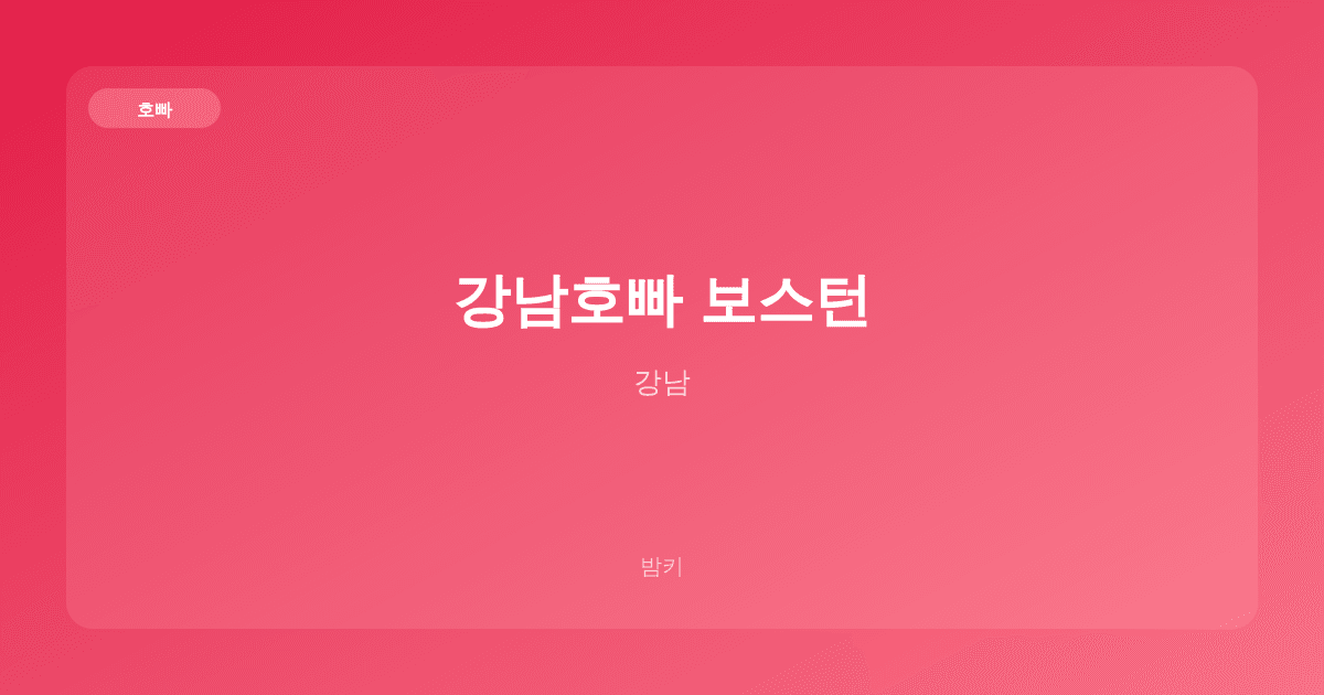 강남호빠 보스턴 호빠 강남
