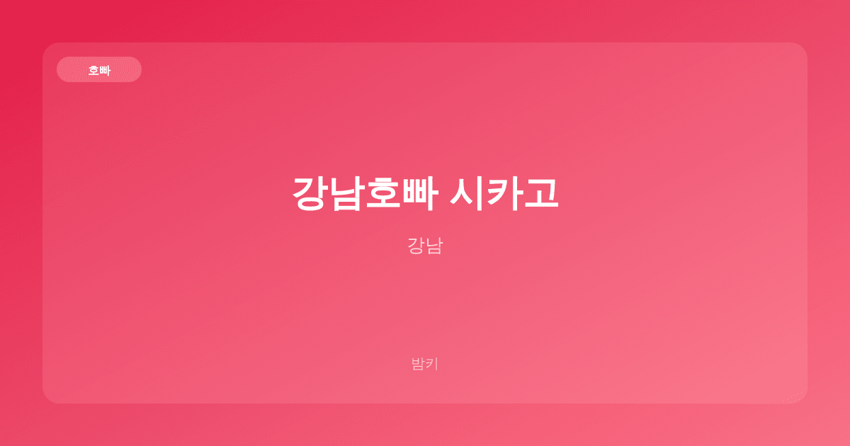 강남호빠 시카고 호빠 강남