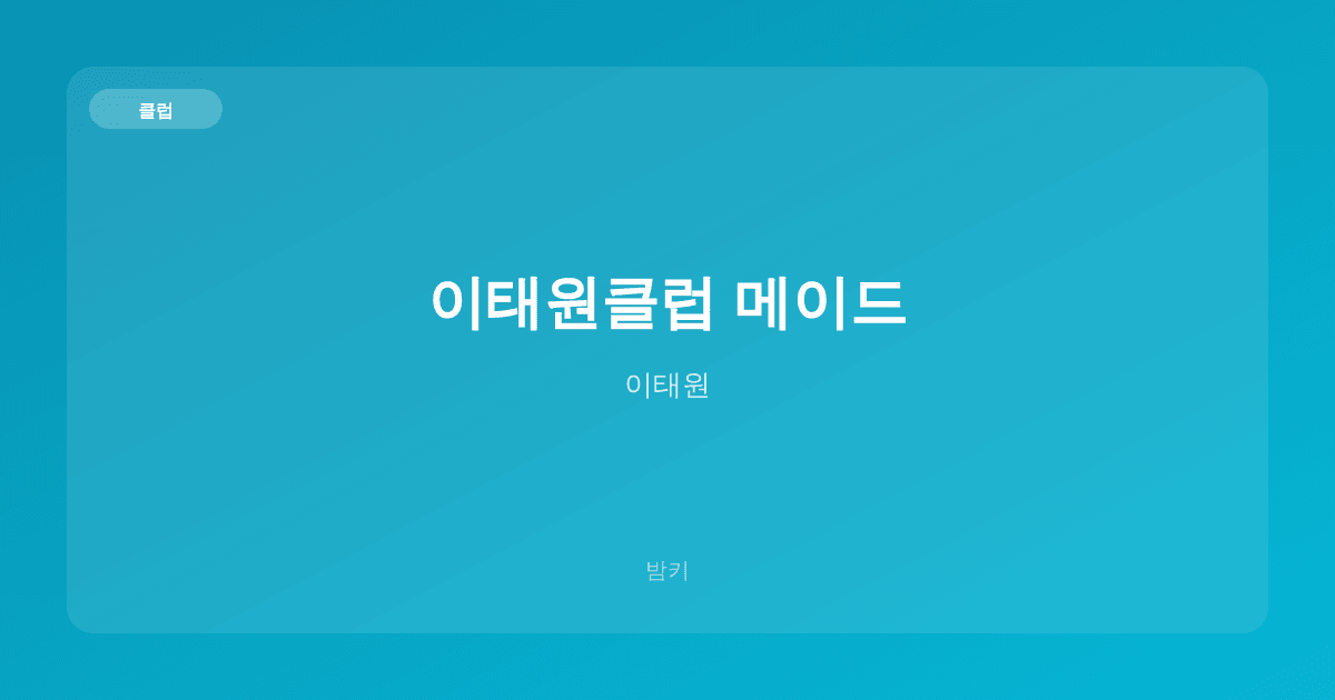 이태원클럽 메이드 클럽 이태원