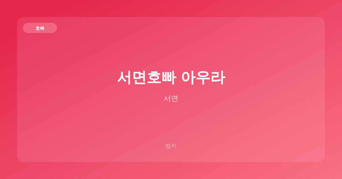 서면호빠 아우라 호빠 서면